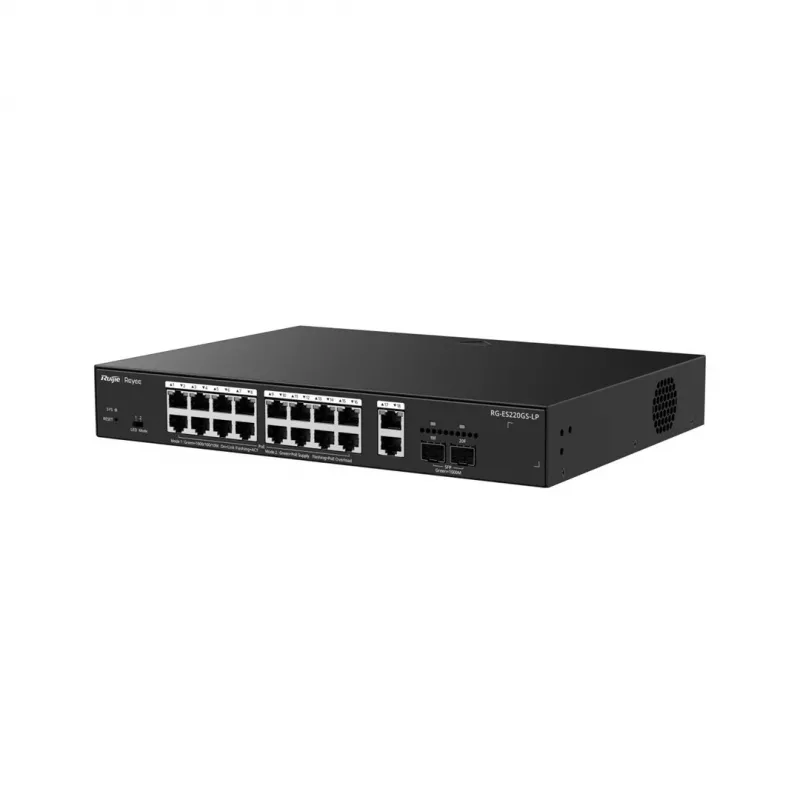 RUIJIE RG-ES220GS-LP 18-Port Gigabit PoE+ Smart Managed Switch ar 2 SFP portiem