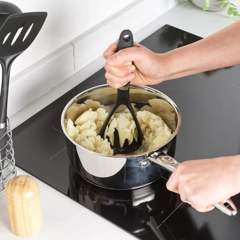Russell Hobbs RH03026EU7 5 daļu virtuves piederumu komplekts ar rotējošu statīvu, melns un sudrabs