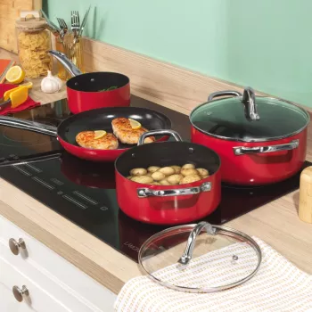 Russell Hobbs RH03821 Riviera 4-daļīgs pannu komplekts, sarkans