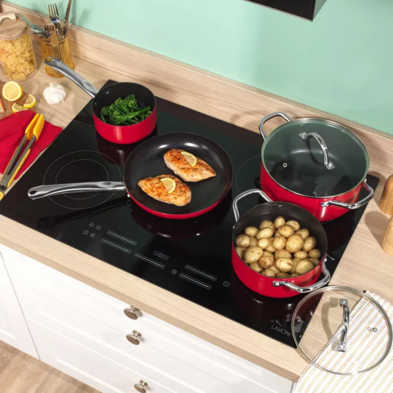 Russell Hobbs RH03821 Riviera 4-daļīgs pannu komplekts, sarkans