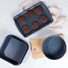 Russell Hobbs RH03858 Nightfall Stone Cepšanas Paplāte 2 iepakojumā, Oglekļa Tērauds, Nelīpoša, Cepeškrāsns Droša līdz 230°C, Taisnstūra, Tumši Pelēka/Melna