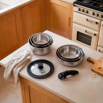Russell Hobbs RH04041 Nerūsējošā tērauda 8 daļu Smart Clip gatavošanas trauku komplekts