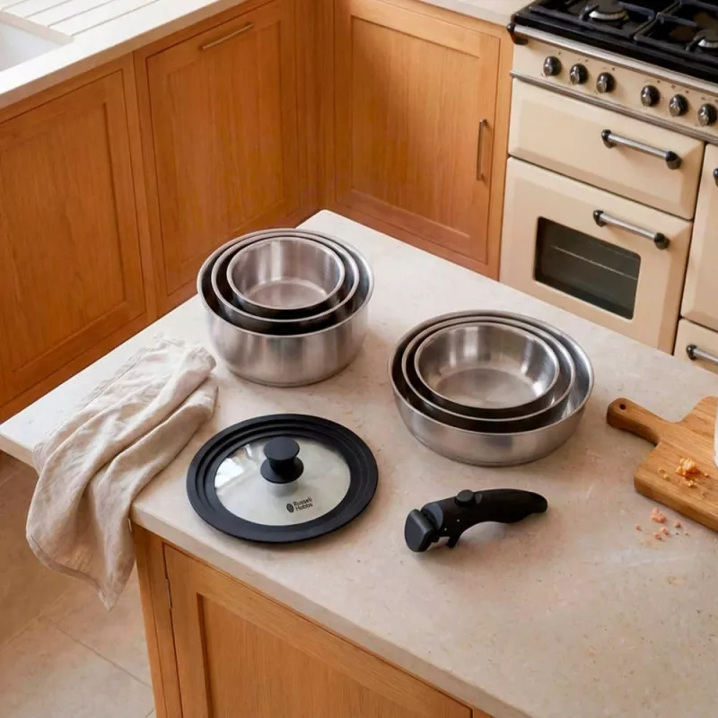 Russell Hobbs RH04041 Nerūsējošā tērauda 8 daļu Smart Clip gatavošanas trauku komplekts