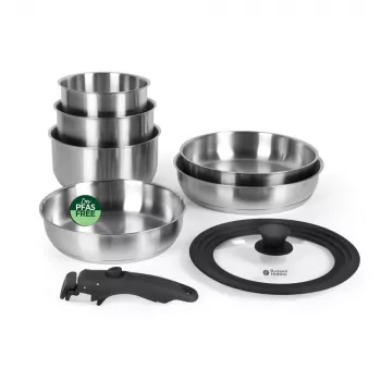 Russell Hobbs RH04041 Nerūsējošā tērauda 8 daļu Smart Clip gatavošanas trauku komplekts