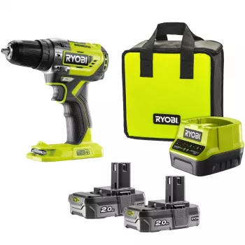 RYOBI ONE+ Bezvadu triecienurbjmašīna R18PD5-220S, 18V (Zaļa/Melna, 2x 2.0Ah Li-Ion akumulatori)