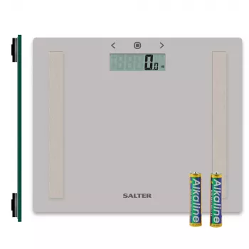Salter 9113 GFEU12 Compact Glass Analyser Bathroom Scales, Grey