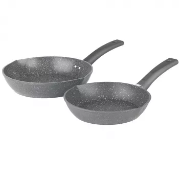 Salter BW09071AR Easy Pour 2 Piece Cepšanas Pannu Komplekts - 20cm un 24cm, Kaltā Alumīnija, Bez PFOA Nelipīgs, Piemērots Indukcijai, Melns/Pelēks