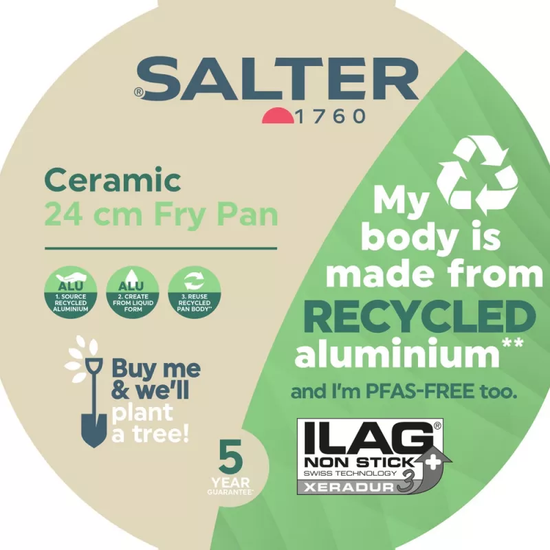 Salter BW12871EU7 Keramiskā cepamā panna 24 cm - ogļpelēka, saderīga ar indukciju, nepiedegoša