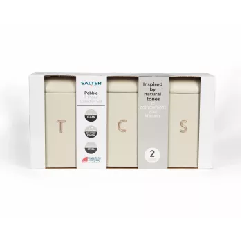 Salter BW13729OEU7 Pebble 3 gabalu trauku komplekts akmens, bēšā krāsā