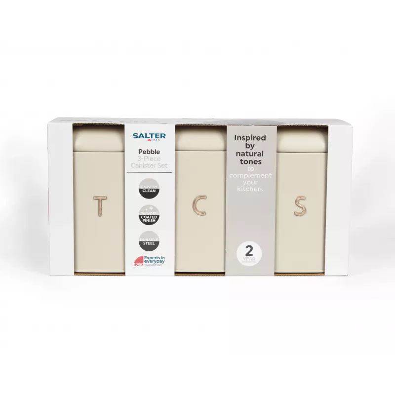 Salter BW13729OEU7 Pebble 3 gabalu trauku komplekts akmens, bēšā krāsā