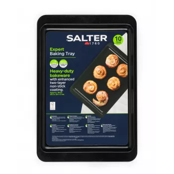 Salter BW14526 Expert Cepšanas Paplāte - Oglekļa Tērauda Nelīpoša Taisnstūra Cepšanas Lapa, 220°C Izturīga, Ogles Krāsa