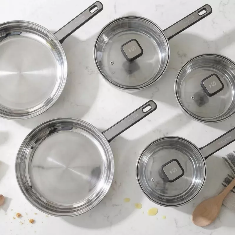 Salter BW14629 Expert 5 Piece Pan Set - Forged Aluminium, Non-Stick, Induction Compatible, Black