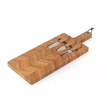 Salter BW14823 Bamboo Cheese Board with 3-Piece Knife Set