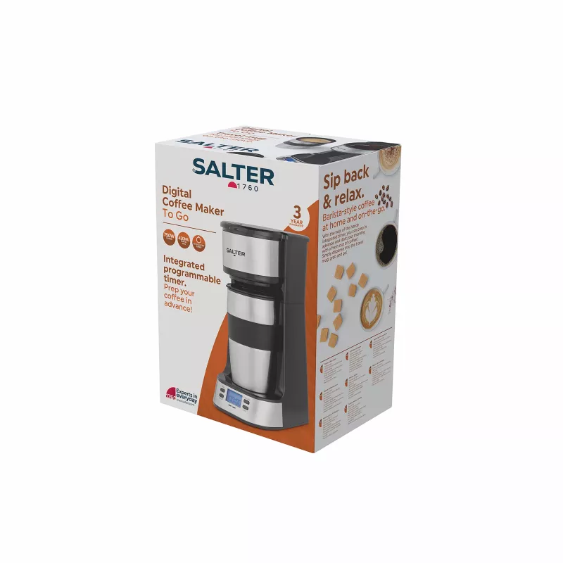 Salter EK2732FVDE Digitālā kafijas automāts - 1.5L, 12 tases, melns un sudrabs