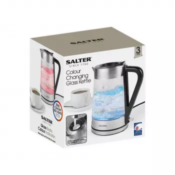 Salter EK5078SSFVDE Krāsas mainoša stikla tējkanna 1.7L 3000W