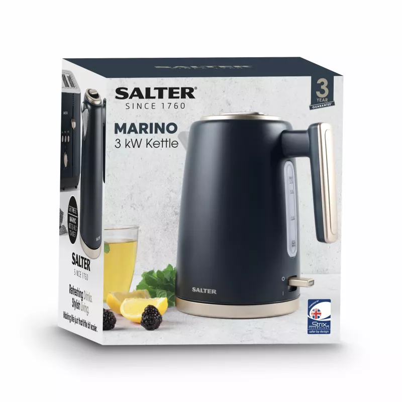 Salter EK5561BGRYFVDE Marino Rapid Boil Kettle - 1.7L, 3000W, Nerūsējošais tērauds, Pelēks