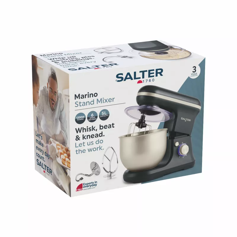 Salter EK5620BGRYFVDE Marino Stacionārais mikseris 1000W 5L Pelēks