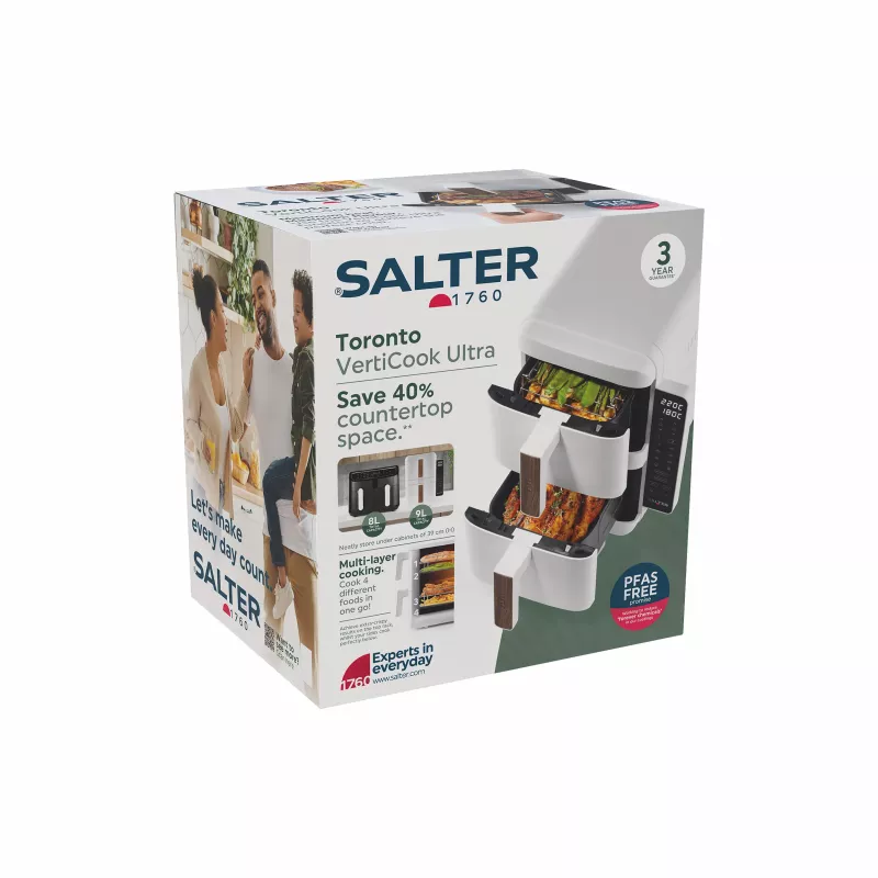 Salter EK6642VDE VertiCook Ultra Vertikālais veselīgais grils un gaisa fritieris, 1500 W, melns un sudrabs