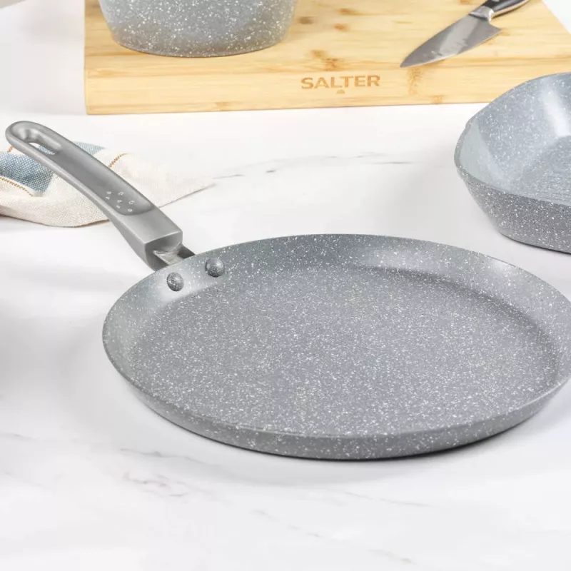 Salter Marblestone 25cm Pankūku Panna - Īpaši Nelipīga, Indukcijai Piemērota, Pelēka