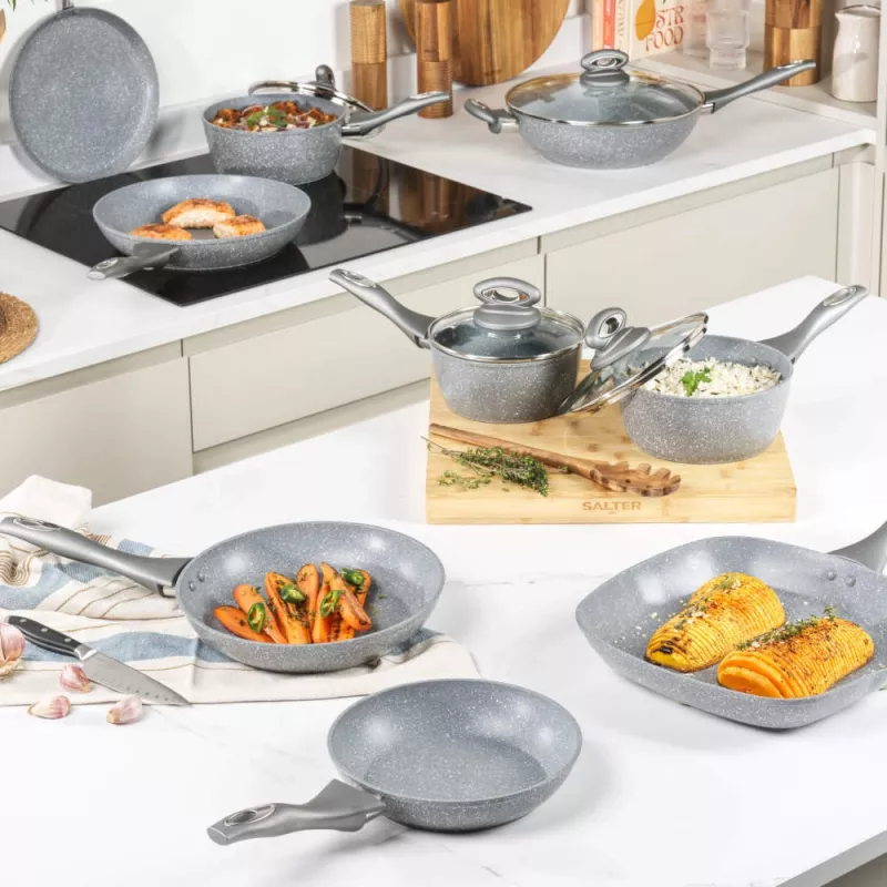 Salter Marblestone 25cm Pankūku Panna - Īpaši Nelipīga, Indukcijai Piemērota, Pelēka