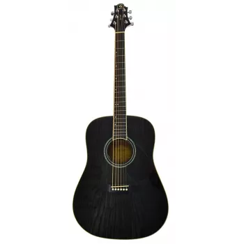 Samick D-4 TBK akustiskā ģitāra - Dreadnought, egles virsma, caurspīdīgi melna