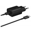 Samsung 25W USB-C Super ātrās uzlādes ceļojumu adapteris ar USB-C uz USB-C kabeli - Melns