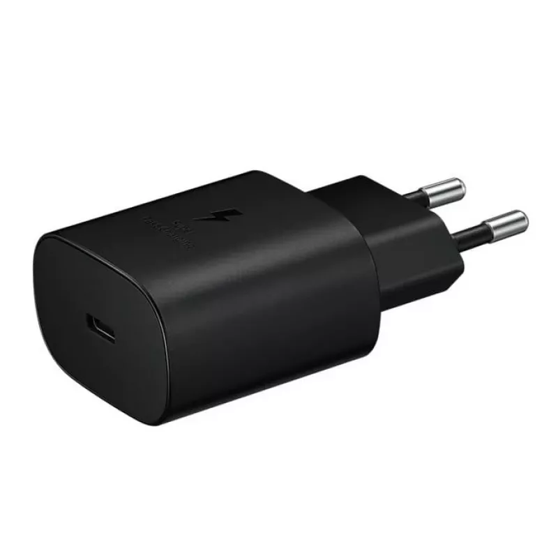 Samsung 25W USB-C Super ātrās uzlādes ceļojumu adapteris ar USB-C uz USB-C kabeli - Melns