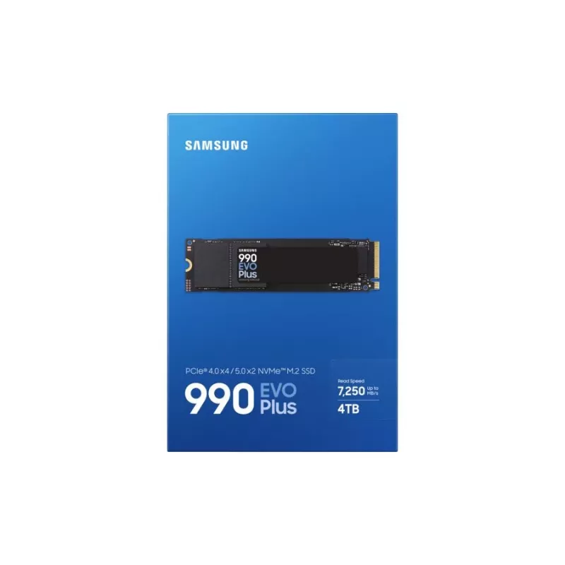 Samsung 990 EVO Plus 4TB M.2 PCIe 4.0 NVMe SSD, 7150 MB/s lasīšana, 6900 MB/s rakstīšana, 1.35M IOPS, melns