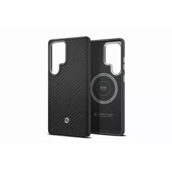 Samsung Enzo aramīda apvalks Galaxy S25 Ultra - melns sudrabs