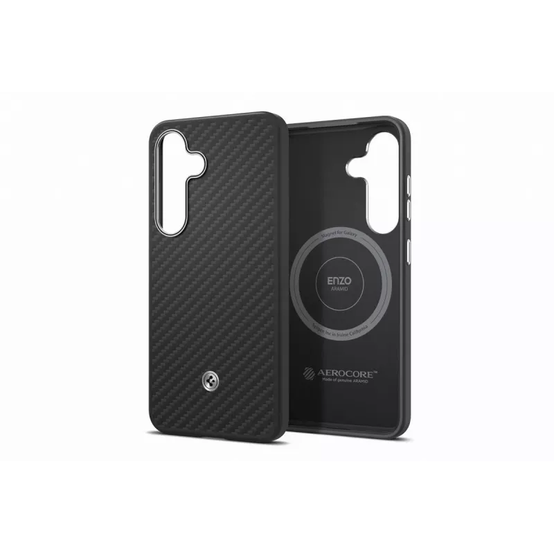 Samsung GP-FPS931PGABW Enzo Aramid Maciņš Samsung Galaxy S25, Melns Sudrabs