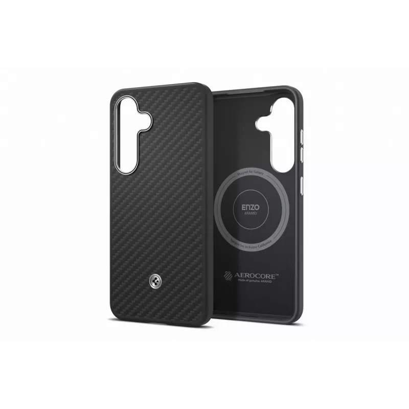 Samsung GP-FPS936PGABW Enzo Aramid Case for Galaxy S25 Plus, Black Silver