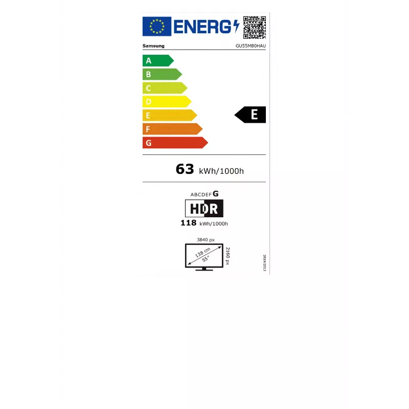 Samsung GU55M80HAUXZG 55 collu 4K Ultra HD QLED Smart TV (2024) - 3840 x 2160, 100Hz, Tizen OS, Direct Full Array, Quantum HDR 1500