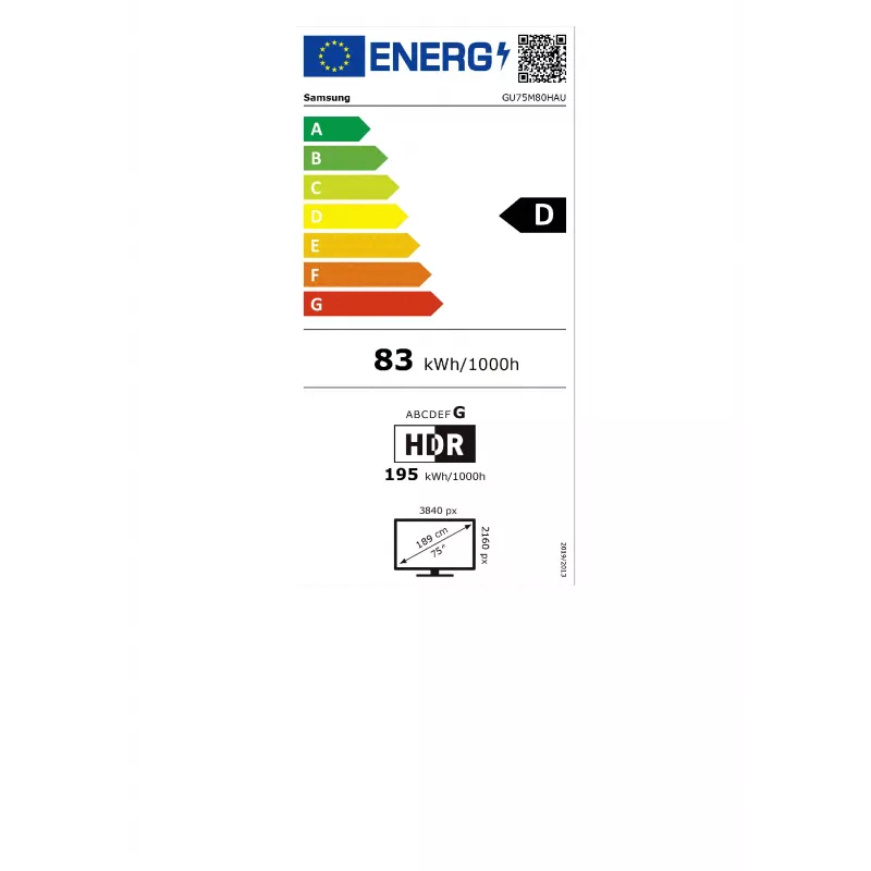 Samsung GU75M80HAUXZG 75 collu 4K Ultra HD LED viedtelevizors (Tizen, HDR10+, 20W skaļruņi, VESA 400x300)