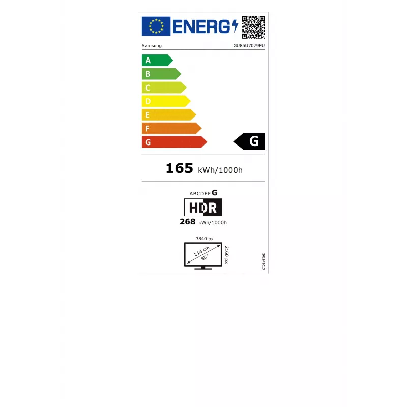 Samsung GU85U7079FUXZG 214 cm (85 inch) 4K UHD Smart TV, 50 Hz, HDR10+, Melns