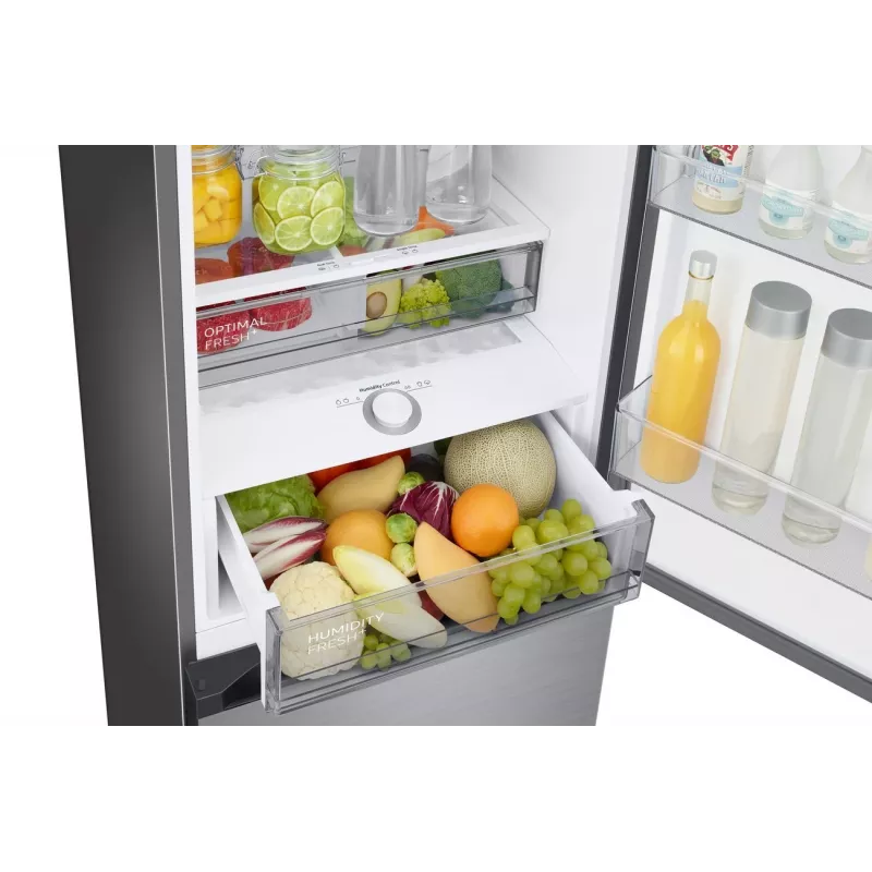 Samsung RB38C7B6BS9/EF Ledusskapis ar apakšējo saldētavu, 390L kopējā ietilpība, No Frost, Digital Inverter kompresors, Nerūsējošā tērauda izskats, Wi-Fi SmartThings