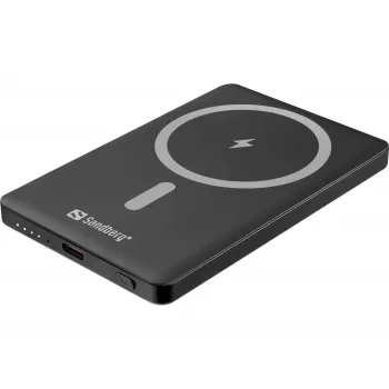 Sandberg Magnet Powerbank 5000 Saver - 5000 mAh, 20W Power Delivery, Melns
