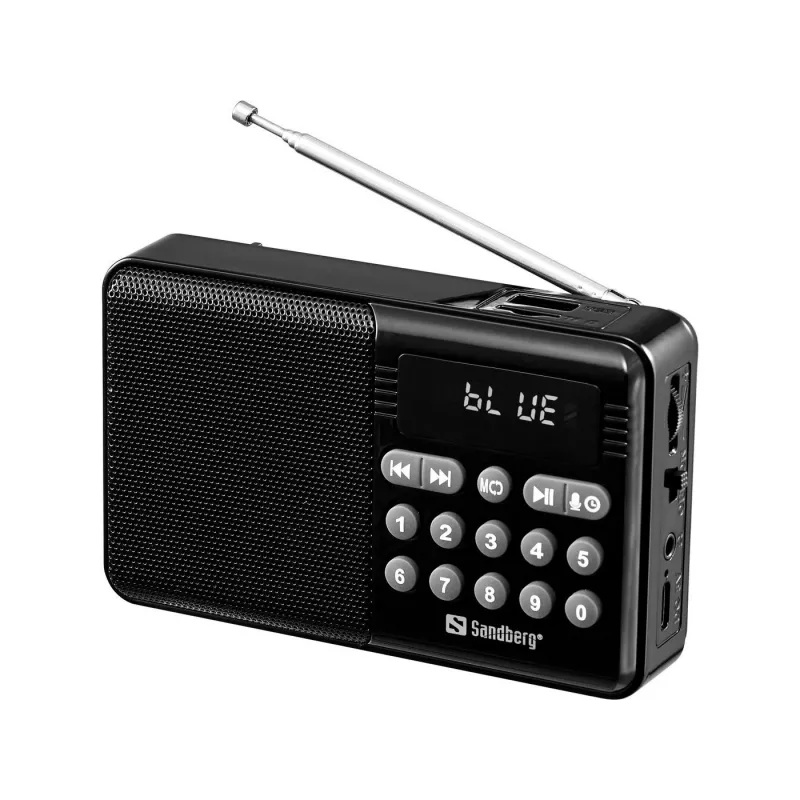 SANDBERG Speaker Radio FM+BT uzlādējams pārnēsājams Bluetooth skaļrunis ar FM radio, AUX, USB, MicroSD, 6W, melns