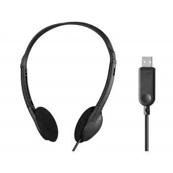 SANDBERG USB-A Over-Ear Headset ar bumu mikrofonu, iebūvētām vadības pogām, melns (Bulk)