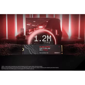 SanDisk 2TB M.2 NVMe PCIe 4.0 iekšējais SSD - 7300MB/s lasīšana, 6600MB/s rakstīšana