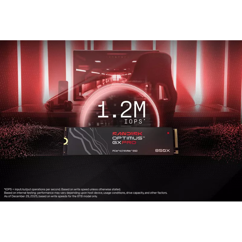 SanDisk 2TB M.2 NVMe PCIe 4.0 iekšējais SSD - 7300MB/s lasīšana, 6600MB/s rakstīšana