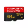 SanDisk Extreme PRO microSDXC 64GB UHS-I U3 V30 līdz 200 MB/s lasīšana