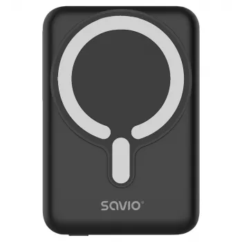 Savio BA-12 magnētiskā bezvadu ārējā baterija 10000 mAh melna