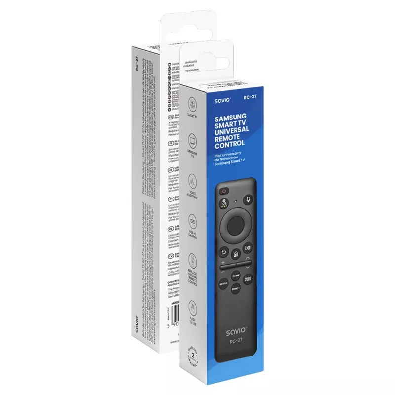 SAVIO RC-27 Universālais nomaiņas tālvadības pults Samsung Smart TV – melna