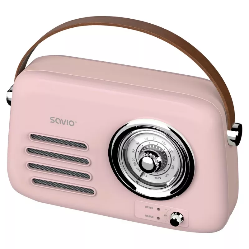 SAVIO RS-03 pārnēsājams radio FM/AM ar MP3 USB/SD atskaņošanu, rozā
