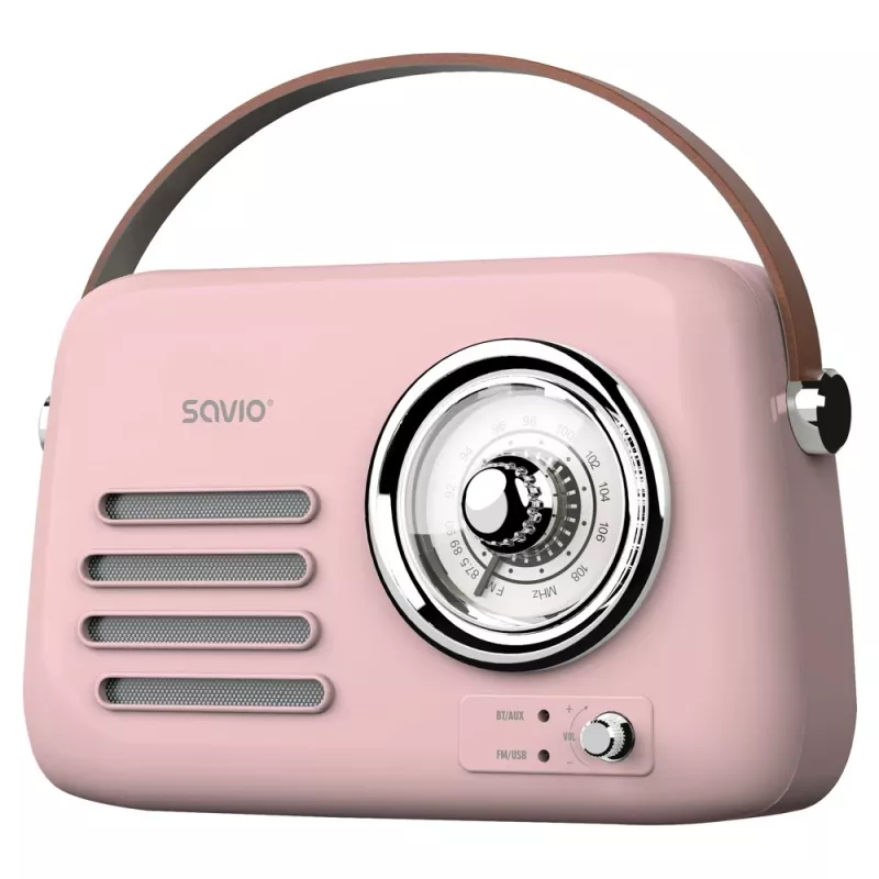 SAVIO RS-03 pārnēsājams radio FM/AM ar MP3 USB/SD atskaņošanu, rozā