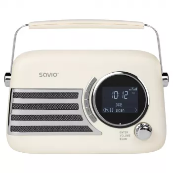 SAVIO RS-04 pārnēsājams DAB+ FM radio ar uzlādējamu akumulatoru, LCD displeju, diviem modinātājiem, melns