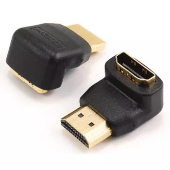 SBOX AD.HDMI-F/M-90/R 90 grādu HDMI vīrietis-sieviete adapteris, 4K 60Hz, zeltīts, melns