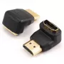 SBOX AD.HDMI-F/M-90/R 90 grādu HDMI vīrietis-sieviete adapteris, 4K 60Hz, zeltīts, melns