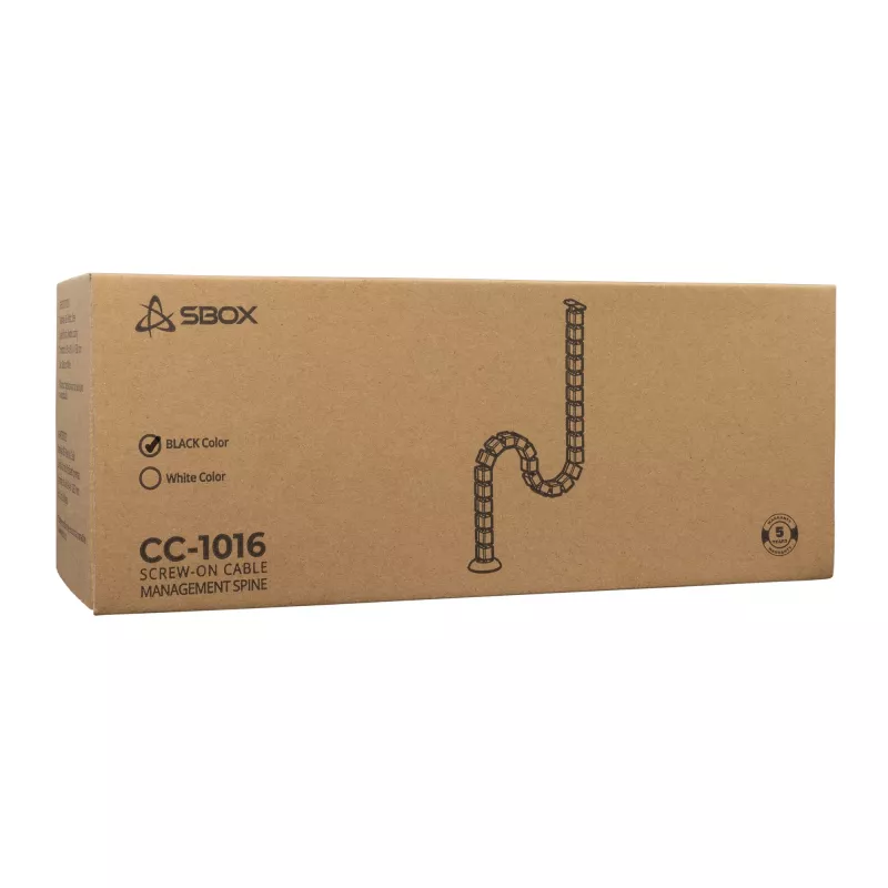 Sbox CC-1016B kabeļu vadības spirālveida aptinums melns 1,5 m 16 mm
