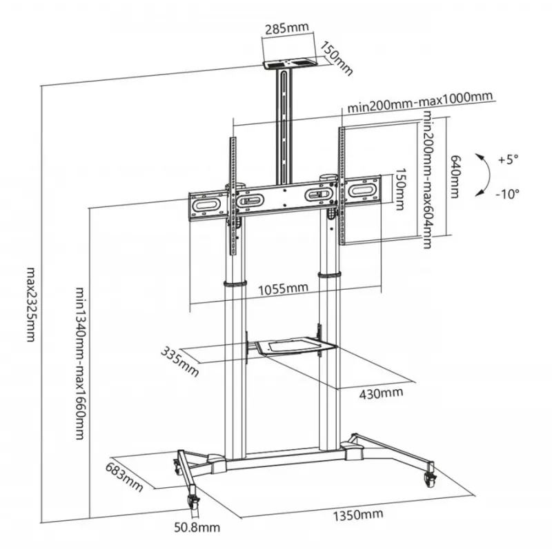 SBOX FS-3610 Grīdas statīvs īpaši lieliem LED televizoriem 60-100 100kg